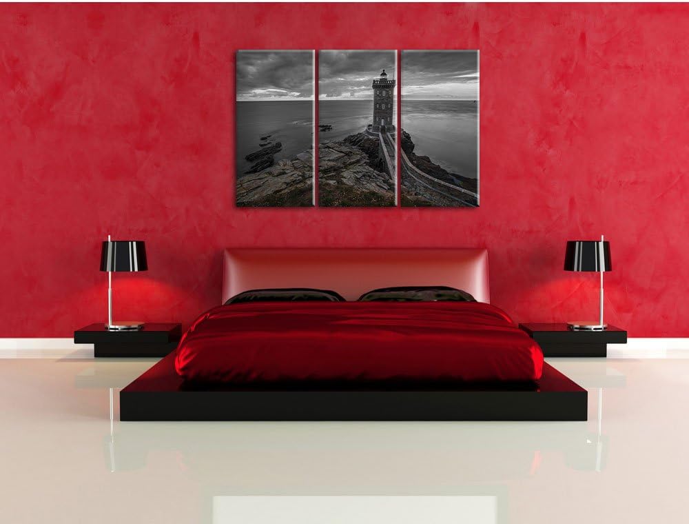 Pixxprint Leuchtturm im Sonnenuntergang als Leinwandbild/Grösse: 3 Teilig (120x80) cm/Wandbild/Kunst