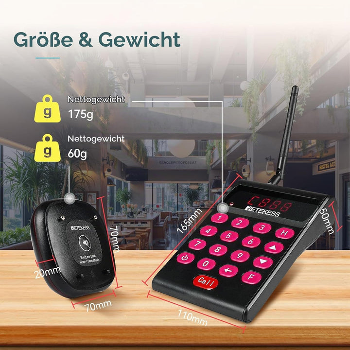 Retekess TD161 Pager Rufsystem, Restaurant Pager, 20 Pagers | für Café, Bar, Klinik, Draussen 500M,
