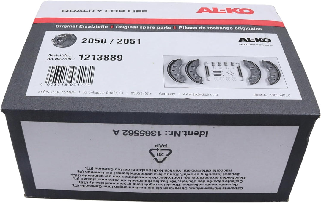 NN Original ALKO Bremsbackensatz 1213889/2051 Typ 2050 Bremse 200x50 Bremsbelag Belag