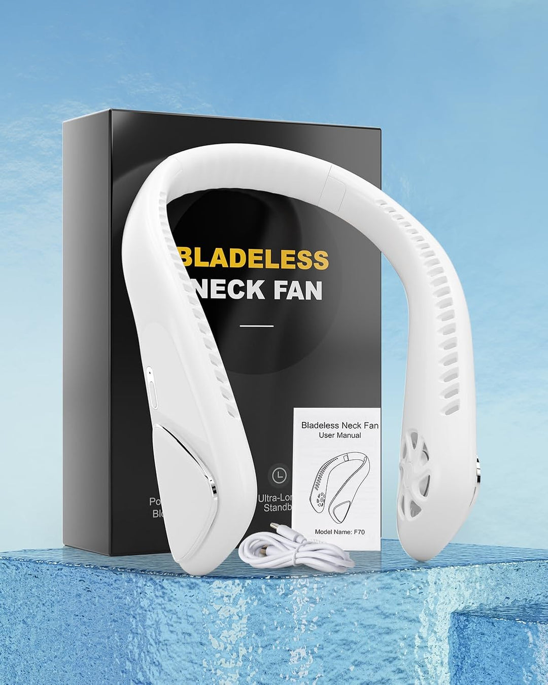 Jialexin Tragbarer Nackenventilator, Hals Ventilator Wiederaufladbar mit 6000mah, Persönlicher Venti