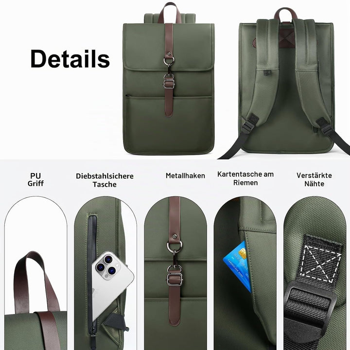 Laptop Rucksack Herren Damen, Rucksack mit Laptopfach mit USB-Anschluss für 15,6 Zoll Laptop, Elegan