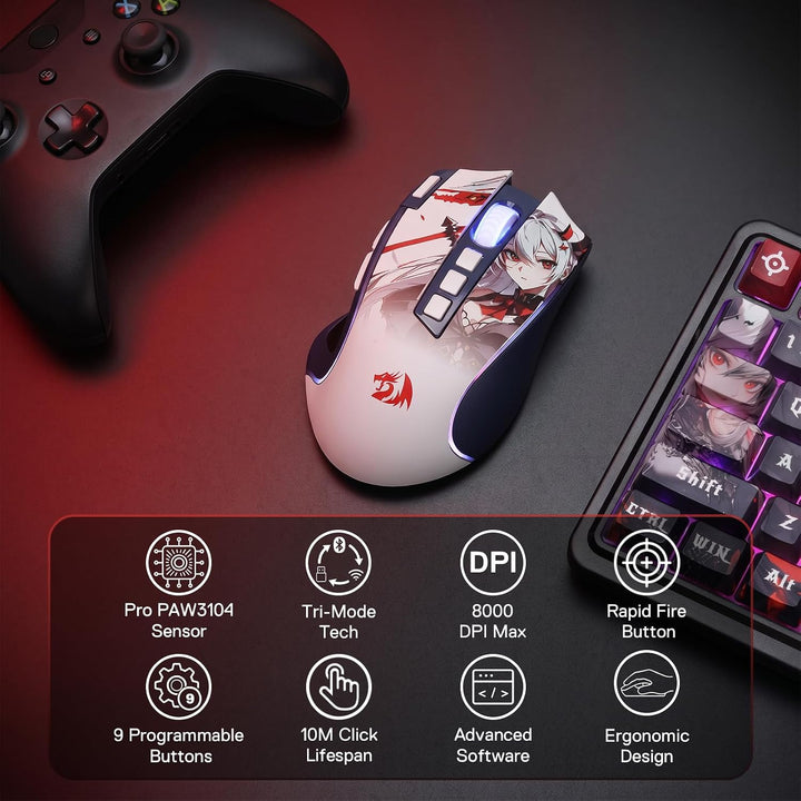 Redragon CB202AK Gaming-Tastaturen &amp; -Mäuse Combos 3 Moden Schwarz | 2.4G BT Kabel RGB Tastatur Maus