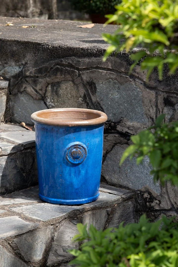 Pflanzgefäss Blumentopf Übertopf Krone Steinzeug glasiert Weiss Grau Türkis 34cm 45cm absolut Frostf