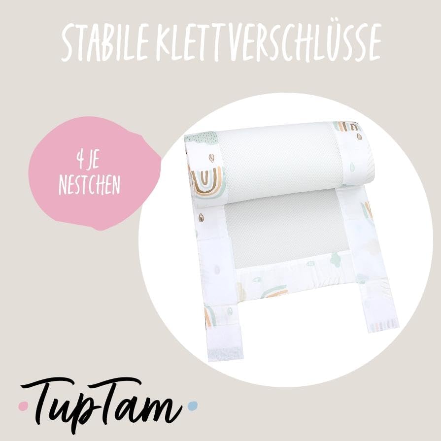 TupTam Gitterstäbe Schutz Netz Babybett Nestchen 3D Mesh 2 Pack, Farbe: Regenbogen Wolken, Grösse: c