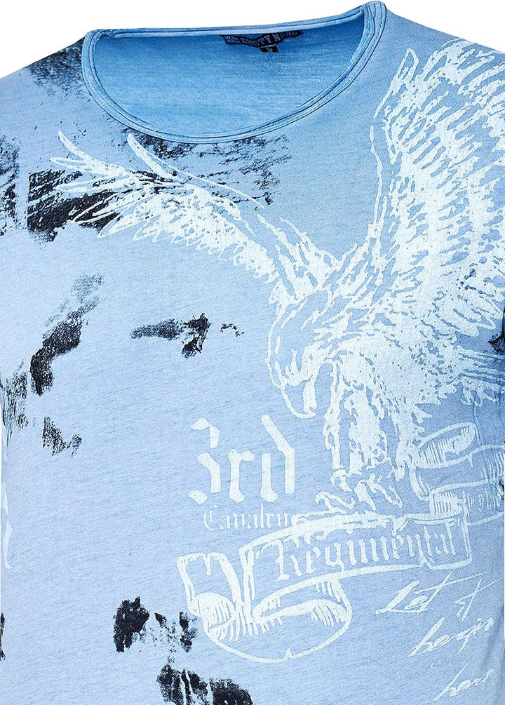 Rusty Neal Herren T-Shirt Rundhals USA Adler Tee Shirt Kurzarm Regular Fit Stretch 100% Baumwolle S