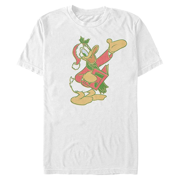 Disney Herren Mickey Classic Duck Carols T-shirt, Weiss, S