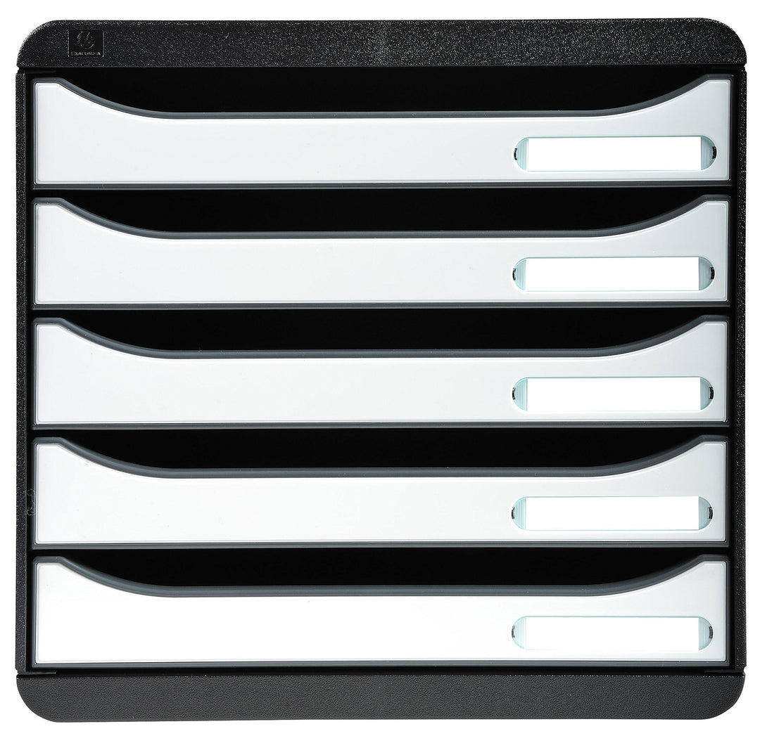 Exacompta 3097213D Premium Ablagebox mit 5 Schubladen für DIN A4+ Dokumente. Stapelbare Schubladenbo