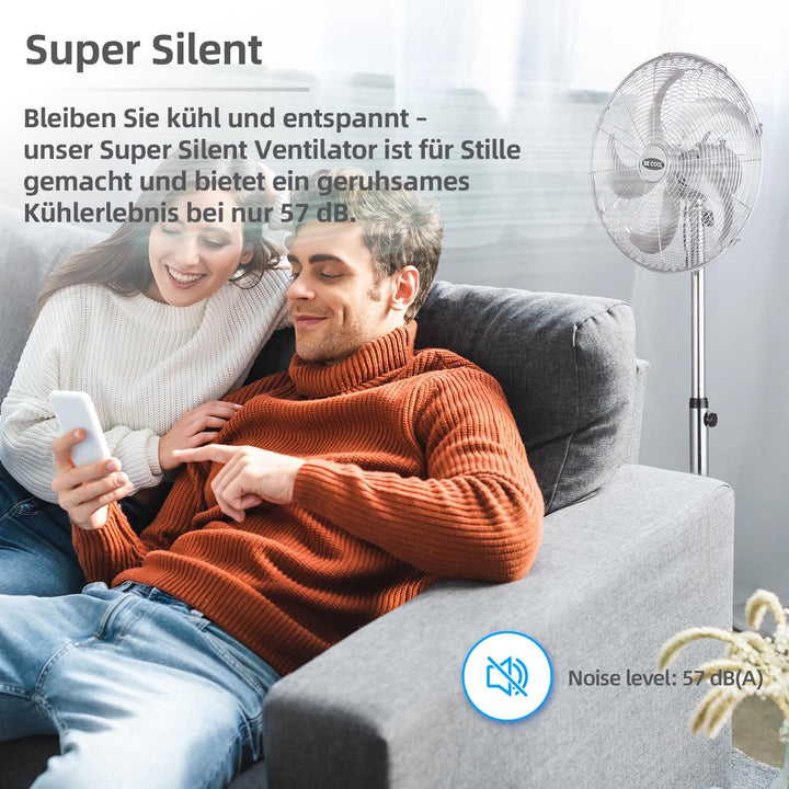 Be Cool Standventilator 40cm Super Silent BC40MSTF2205SS – Super Silent, Ø 40 cm, 50 Watt, stufenlos