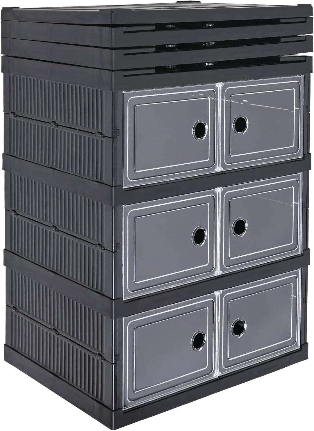Verda Schuhschrank 6 Reihen Schuhregal und Schuh Organizer aus Kunststoff mit magnetischer Tür, falt