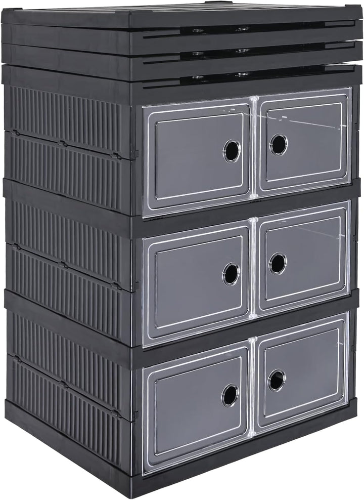 Verda Schuhschrank 6 Reihen Schuhregal und Schuh Organizer aus Kunststoff mit magnetischer Tür, falt