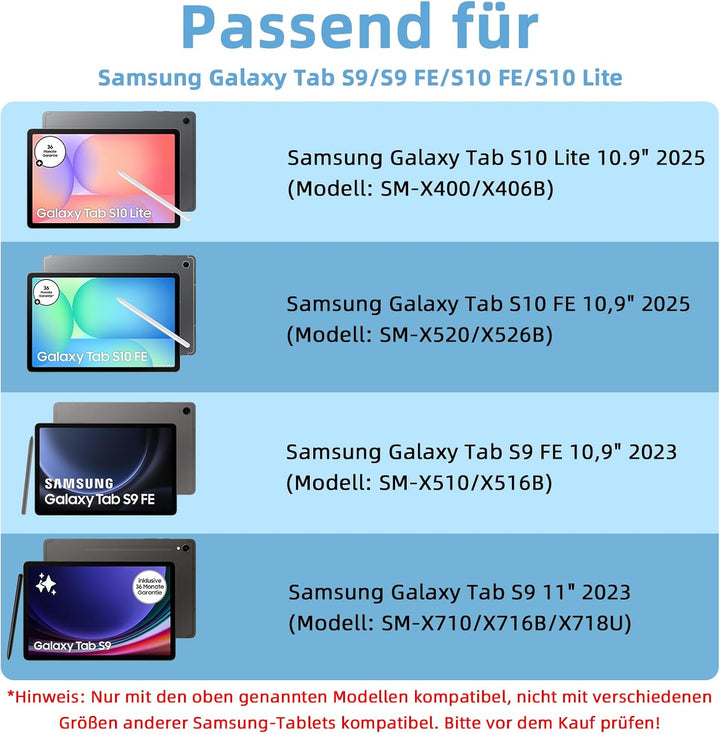 Bettdow für Samsung Galaxy Tab S10 Lite/S10 FE 10.9" 2025 Tastatur Hülle, Deutsch QWERTZ Layout Abne