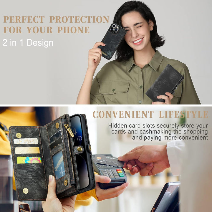 UFinetech iPhone 14 Pro Max Hülle, Flip Leder TPU Stossfest Kartenfach Tasche Handyhülle iPhone 14 P