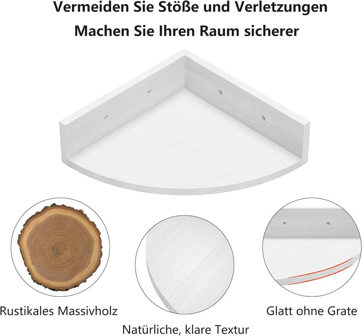 Alsonerbay Eckregal Küche Weiss Eckregale Wand, Wandregal Holz 3er Set Schweberegal Kleines Wandrega