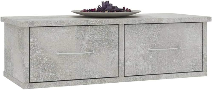 Tidyard Wandschrank Hängeschrank Wandregal mit Schublade Wandschublade Holzwerkstoff Betongrau 60x26