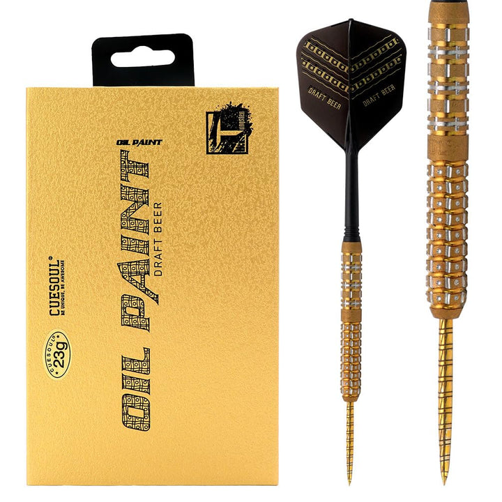 CUESOUL Steel Tip 90% Tungsten Dart Set mit Ölfarbe Finish und ROST Flights 23g FASSBIER, 23g FASSBI