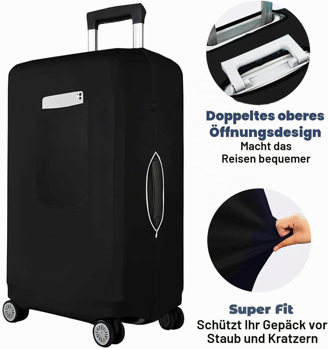 Morbuy Elastisch Kofferschutzhülle, Mittel Kofferhülle Schwarz mit Reissverschluss, Suitcase Luggage