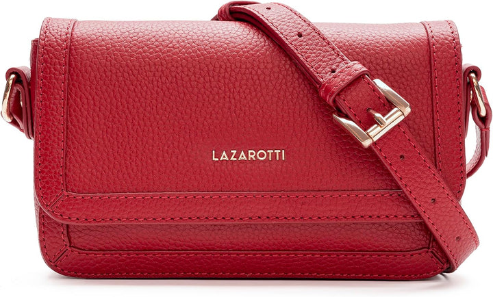 Lazarotti Bologna Leder Umhängetasche Damen | verstellbarer Schulterriemen | mittelgrosse Crossbody