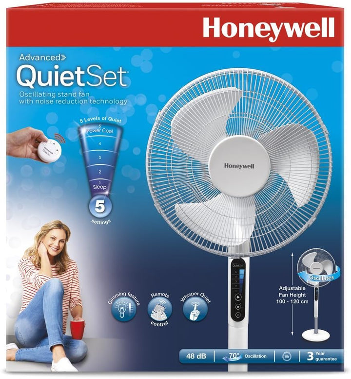 Honeywell Advanced QuietSet Oszillierender Standventilator (5 Geschwindigkeitseinstellungen, Timer-F