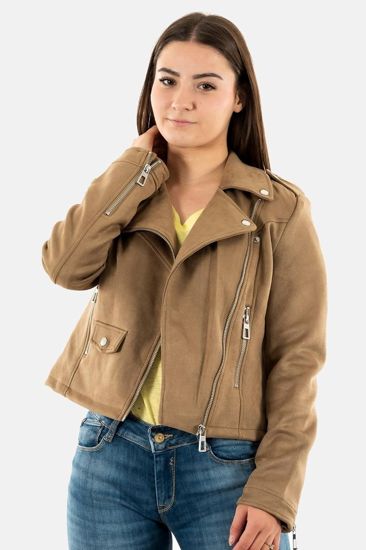 ONLY Damen Onlscootie Faux Suede Biker Jacket Otw Lederimitatjacke L Otter, L Otter