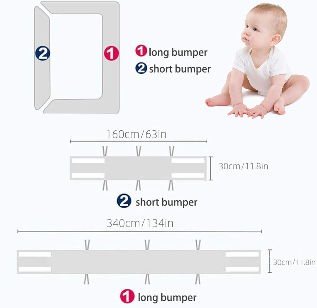 Bizcasa 2 Stück Bettumrandung Babybett,Babybett Umrandungen Breathable Netzgewebe Umrandungen,4-Seit