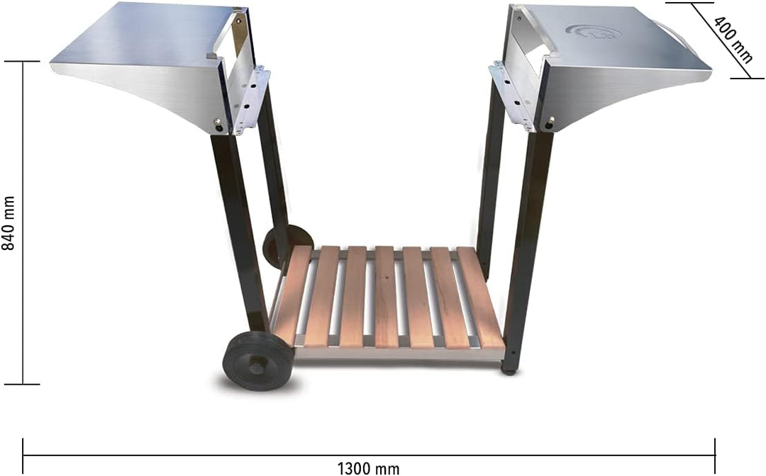 LITTLE BALANCE Chariot pour plancha Aquitaine Pro Planchawagen, Edelstahl & Holz