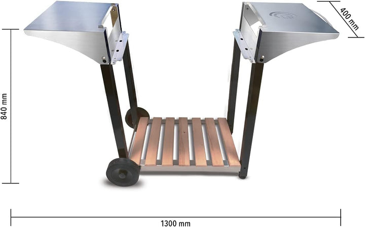 LITTLE BALANCE Chariot pour plancha Aquitaine Pro Planchawagen, Edelstahl & Holz