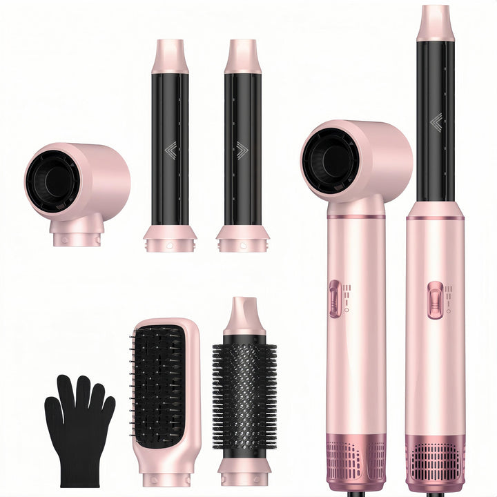 Hairstyler 5 in 1 Airstyler Haarstyler mit Luft Lockenstab Föhn Thermal Brush Glättbürste Set, Multi
