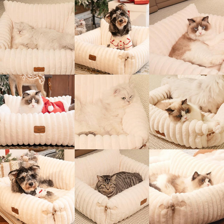 CheerPals Extended Katze Sofa – 63 L × 55–66 B cm Weiches, Flauschiges Grosses Katzenbett, Hundesofa