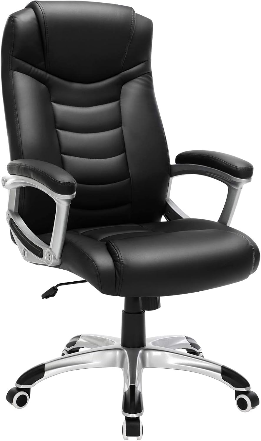 SONGMICS Ergonomischer Bürostuhl, höhenverstellbarer Drehstuhl,Kunstleder, robust, stabil und langle