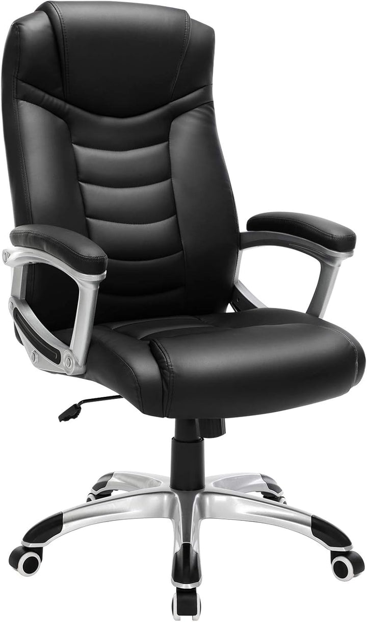 SONGMICS Ergonomischer Bürostuhl, höhenverstellbarer Drehstuhl,Kunstleder, robust, stabil und langle