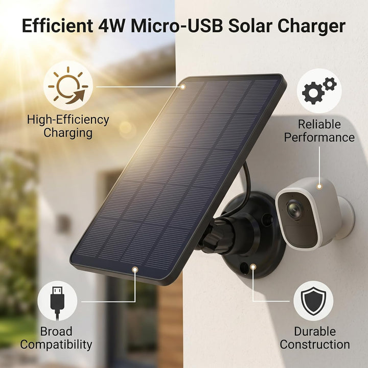 Solarpanel, Wasserdichtes 10-W-Akkuladegerät, Micro-USB-Kamera-Lade-Solarpanel mit 360° Verstellbare