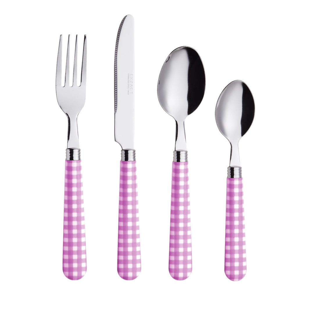 EXZACT Edelstahl-Besteck Set 24 Stück - 6 x Tafelgabeln, 6 x Tafelmesser, 6 x Abendessen Löffel, 6 x