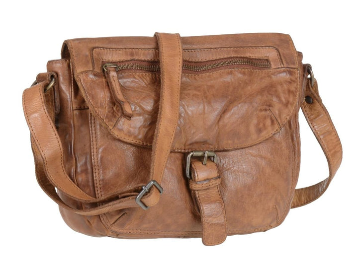 Bear Design Handtasche Damen Tasche Leder Schultertasche Cow Lavato Cognac