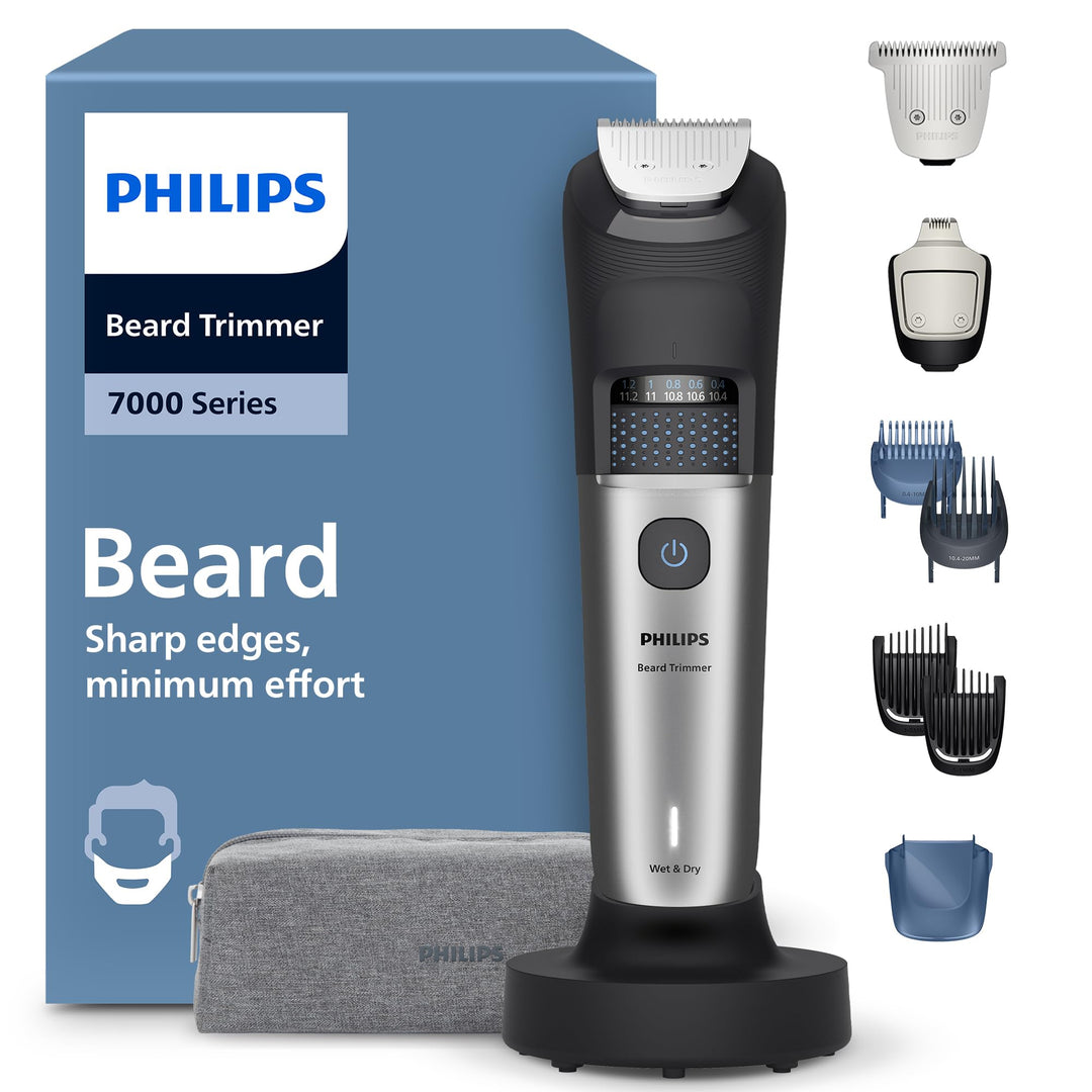 Philips Bartschneider 7000er-Serie – selbstschärfende Metallklingen, 40 Längeneinstellungen, BeardSe
