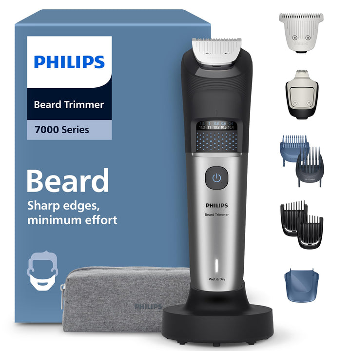 Philips Bartschneider 7000er-Serie – selbstschärfende Metallklingen, 40 Längeneinstellungen, BeardSe