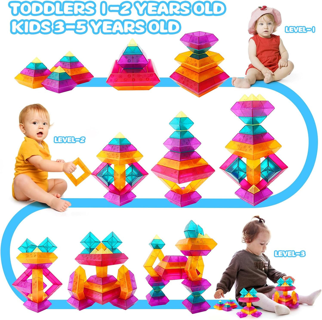 MAKE KIDS SMILE BUBBLE FUN Bausteine für Kleinkinder ab 3 4 5 6 Jahre,30 Stück Pyramide Stapelspielz