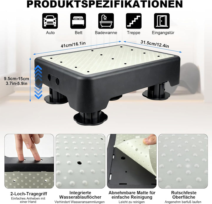 rutschfest Halbstufe, Nachleuchtende Trittstufe, Höhenverstellbarer Tragbare Tritthocker Max 250 Kg,