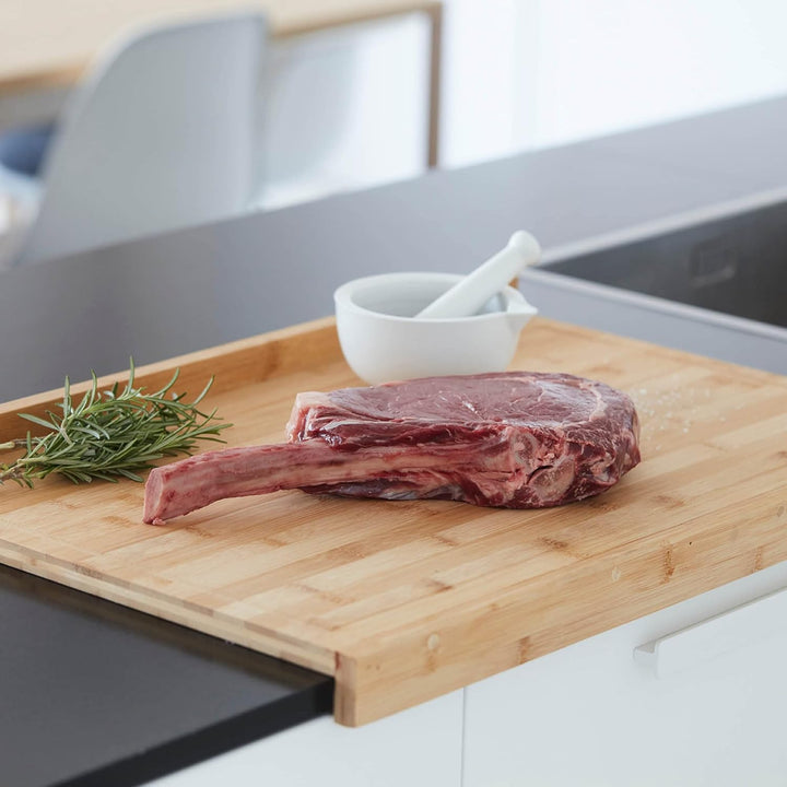 Point-Virgule Arbeitsfläche Schneidebrett mit Anschlagkante aus Holz mit Saftrille, Küche zubehör zu