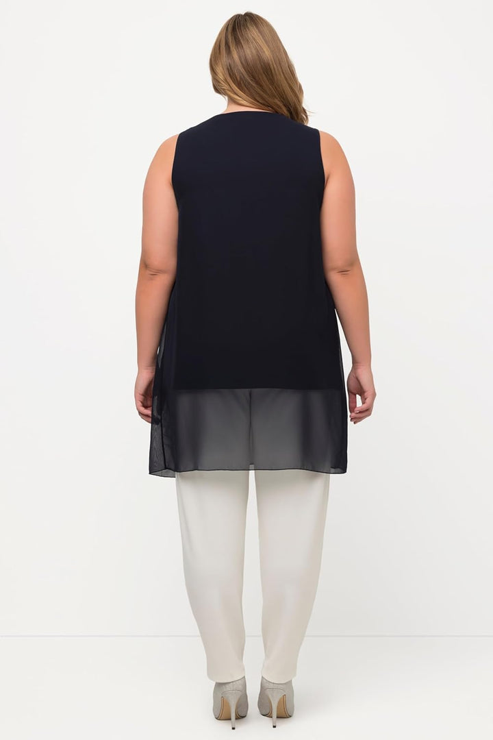 Ulla Popken Damen grosse Grössen Übergrössen Plus Size Longtunika, Ziersteine, A-Linie, Rundhals, är
