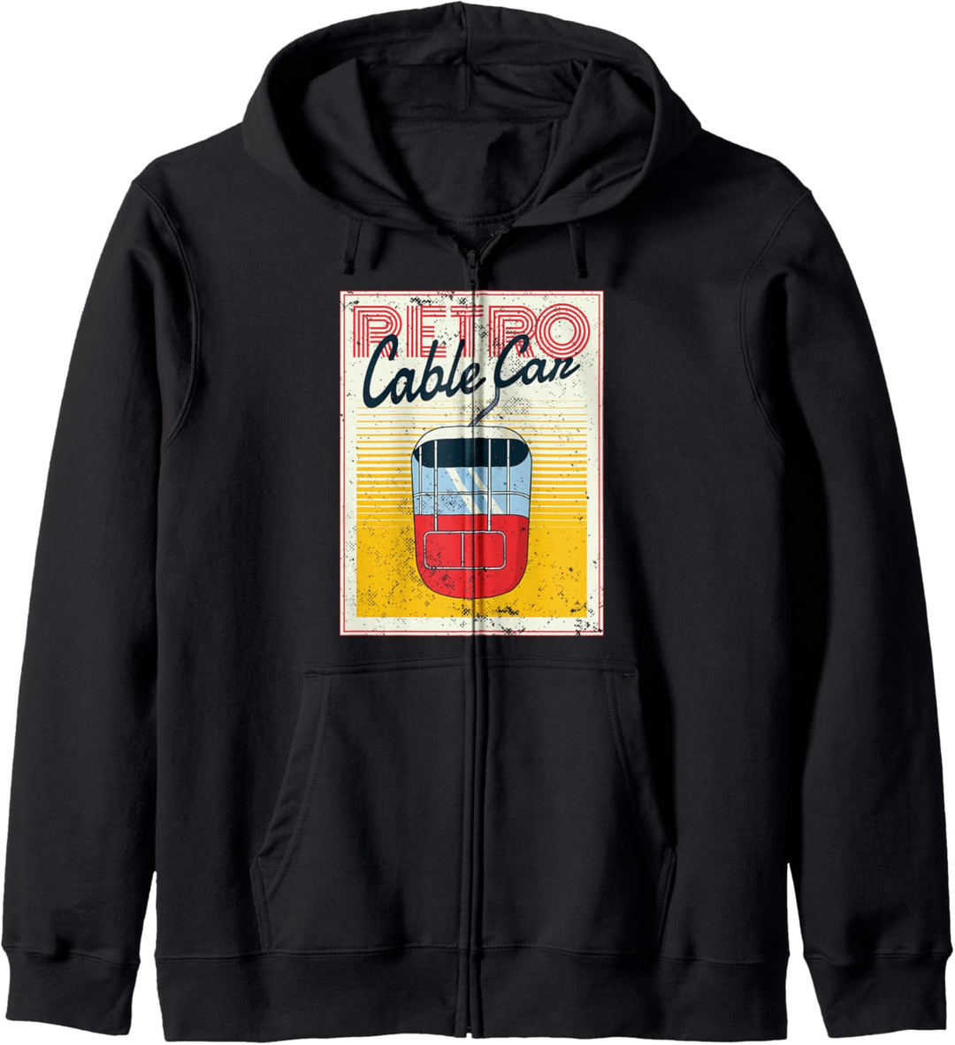Schifahren Design mit alter retro Ski Gondel für Skifahrer Kapuzenjacke