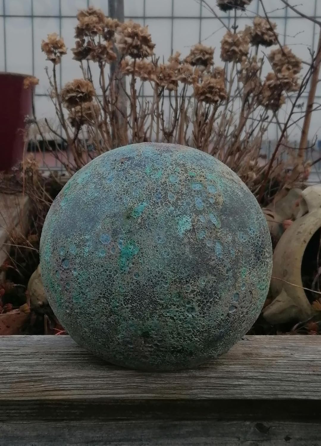 Generisch NEU !! 2. Wahl !! Kugel ø ca. 30 cm aus frostfesten Steinzeug Keramik- anthrazit grau glän