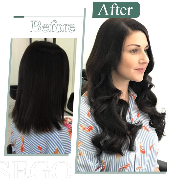 SEGO Haarteil Clip in Extensions Echthaar DICKER 1 Tresse 5 Clips Dicker Dichter Haarverlängerung 10