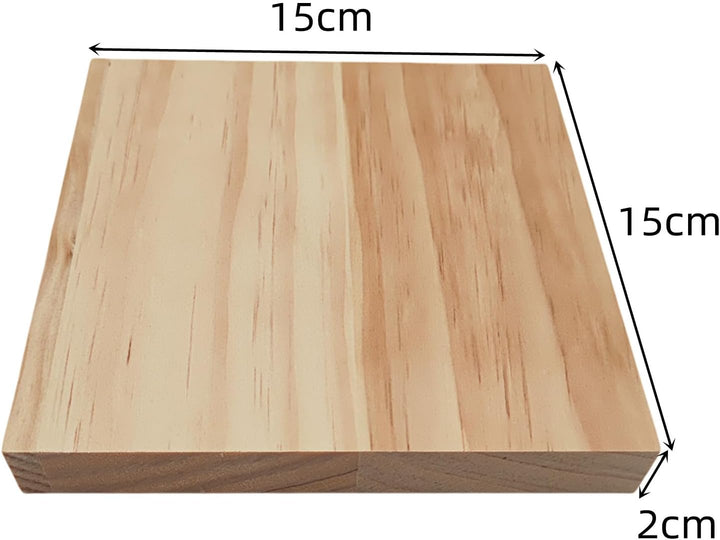 6 unfertige quadratische Blöcke aus Kiefernholz zum Basteln, 15 x 15 x 2 cm – Bretter zum Schnitzen,
