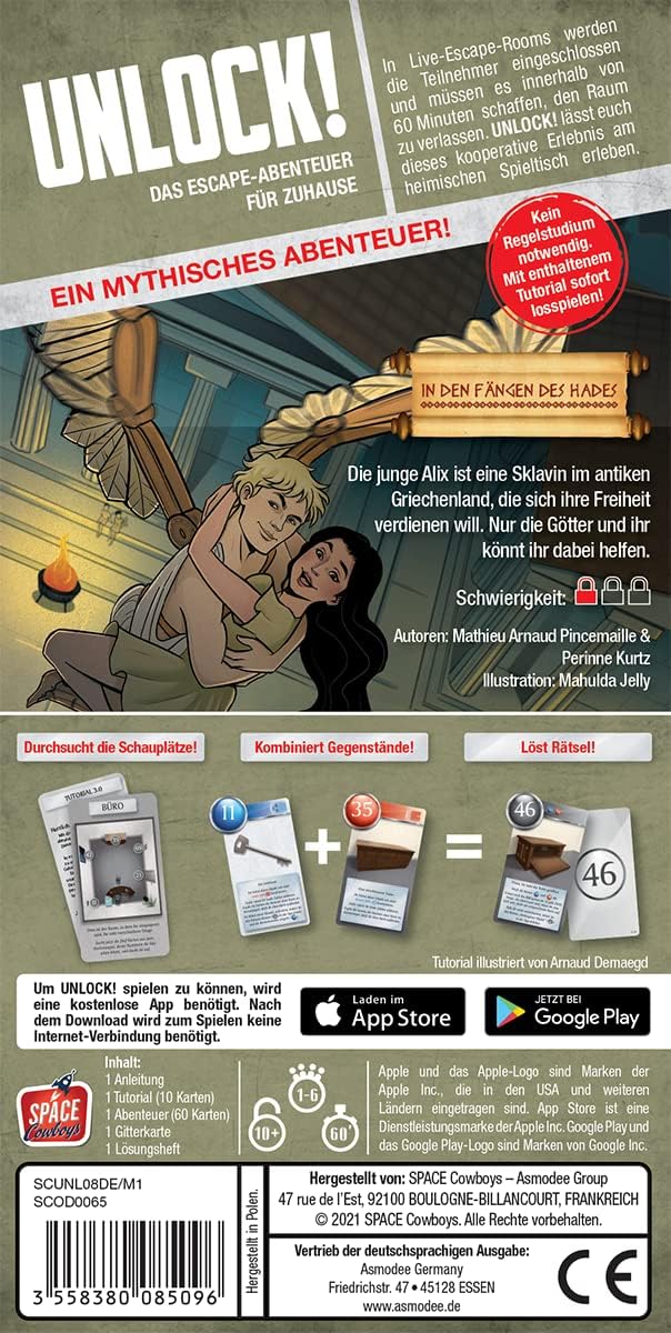 Asmodee, Unlock! – In den Fängen des Hades, Familienspiel, Rätselspiel, 1-6 Spieler, Ab 10+ Jahren,