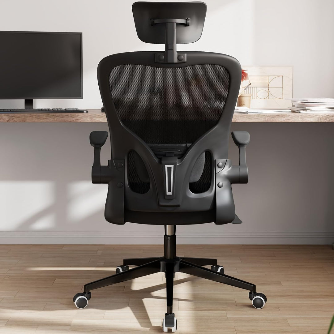 Monhey Ergonomischer Bürostuhl – Verstellbarer Schreibtischstuhl mit Lendenstütze, Kopfstütze, klapp