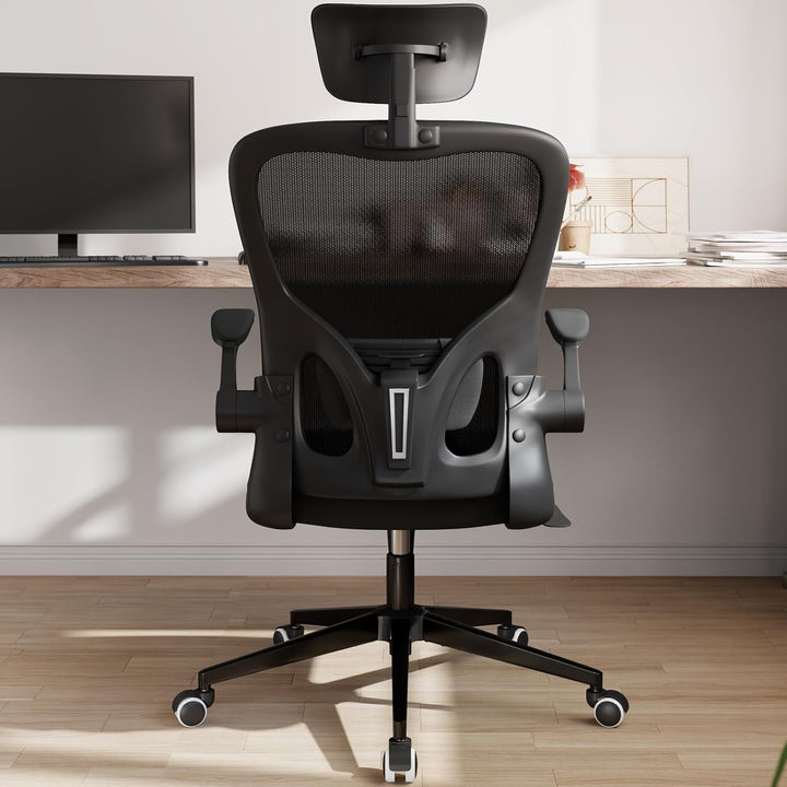 Monhey Ergonomischer Bürostuhl – Verstellbarer Schreibtischstuhl mit Lendenstütze, Kopfstütze, klapp