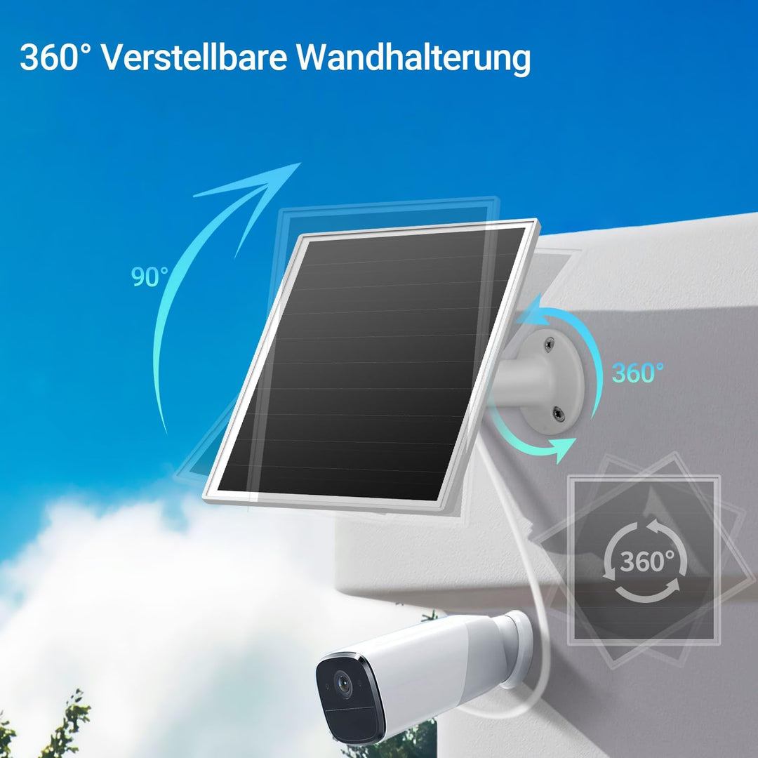 6W Solarpanel für draussen installierte Überwachungskameras mit Micro-USB- und USB-C-Anschluss, Sola