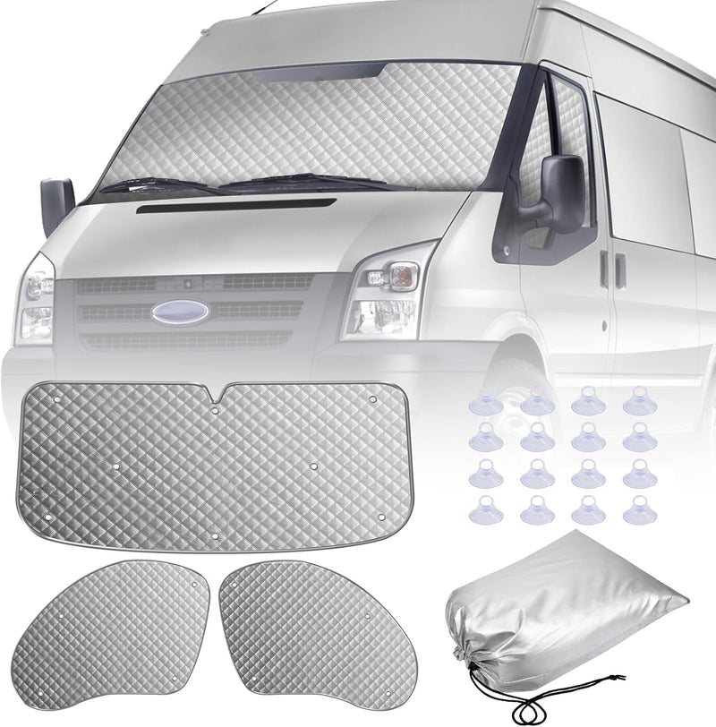 MaxEarn 3 STK Sonnenschutz Thermomatten passend für Ford Transit Van MK7, Auto Wasserdicht Frontsche