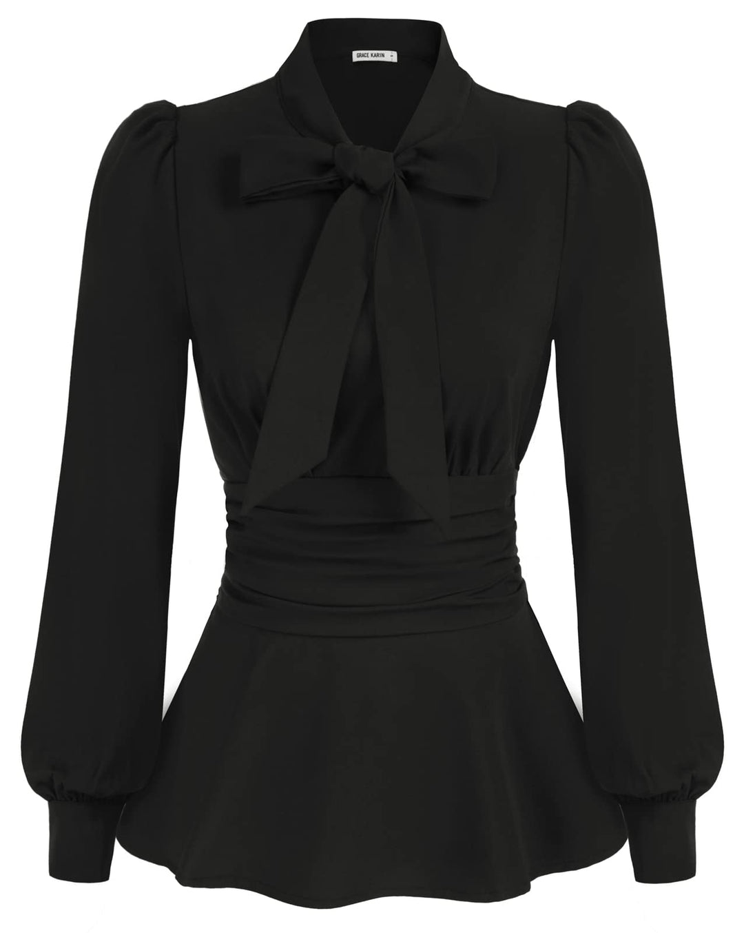 GRACE KARIN Damen Mittelalter Festlich Blusen Langarm OL Puff Langrm Bow-Knot Elegant Oberteil XL Sc