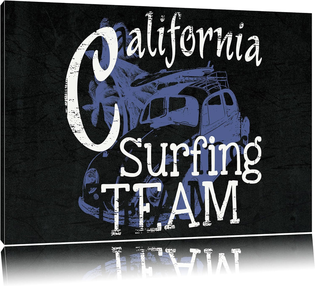 California Surfing-Team Black Format: 100x70auf Leinwand, XXL riesige Bilder fertig gerahmt mit Keil